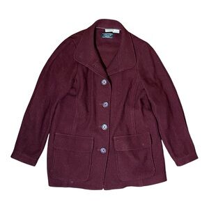 L.L. Bean Italian Wool Jacket Women’s Large Reg Burgundy Button Front Bellandi